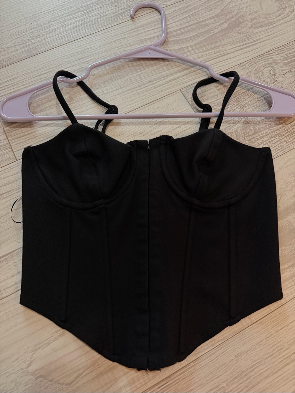 AKIRA Black Corset-Style Camisole with Thin Straps